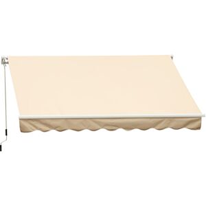 Outsunny Store banne manuel rétractable alu. polyester imperméabilisé haute densité 4 x 2,5 m beige - Beige - Publicité