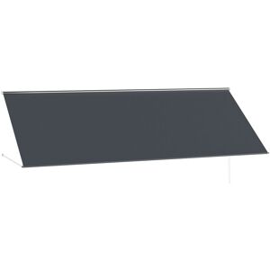 Outsunny Store banne manuel auvent rétractable Inclinaison réglable 350 x 120 cm protection UV aluminium polyester gris foncé - Publicité