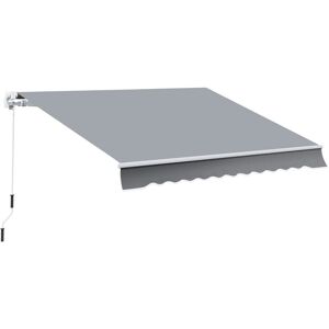 Outsunny Store banne manuel rétractable aluminium polyester imperméabilisé 3L x 2,5l m gris - Gris - Publicité