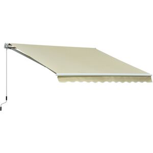 Outsunny Store banne manuel rétractable alu. polyester imperméabilisé haute densité 3,5L x 2,5l m beige - Beige - Publicité