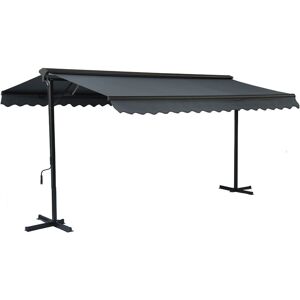 OVIALA Store double pente avec coffre 3 x 4 m en aluminium gris anthracite - Gris Anthracite - Publicité