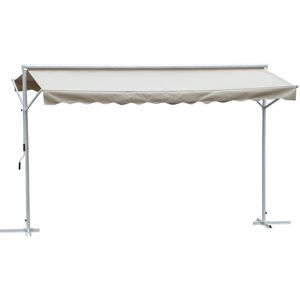 Outsunny Store double pente manuel rétractable inclinaison réglable acier époxy blanc polyester imperméabilisé anti-UV beige dim. 4,50L x 3,40l x 2,55H m - Publicité