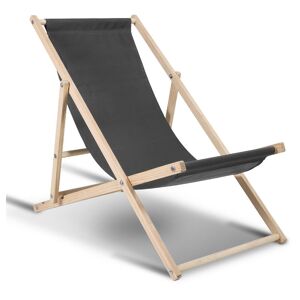Swanew - Chaise longue pivotante pliante Chaise longue de plage Chaise longue de balcon Chaise en bois Gris - Publicité