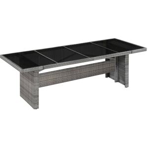 VIDAXL Table de jardin 240x90x74 cm Résine tressée et verre - Publicité