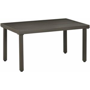 Outsunny Table basse rectangulaire de jardin plateau à lattes pieds réglables dim. 91L x 51l x 46H cm acier marron - Publicité