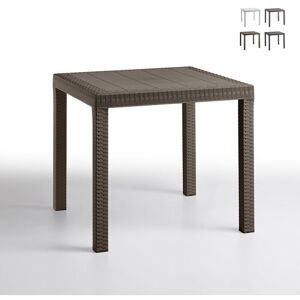 BICA Table carrée 80x80cm extérieur jardin en polypropylène rotin Dallas Couleur: Marron - Publicité