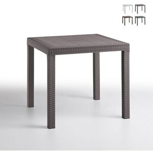 BICA Table carrée 80x80cm extérieur jardin en polypropylène rotin Dallas Couleur: Beige - Publicité