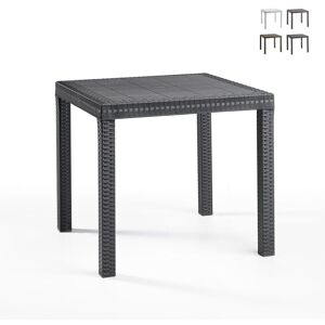 BICA Table carrée 80x80cm extérieur jardin en polypropylène rotin Dallas Couleur: Noir - Publicité