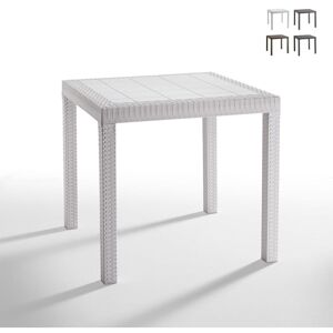 BICA Table carrée 80x80cm extérieur jardin en polypropylène rotin Dallas Couleur: Blanc - Publicité