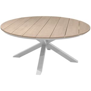 HESPERIDE Table de jardin ronde Oriengo acacia certifié fsc & blanc 8 places en aluminium traité époxy - Hespéride - Publicité