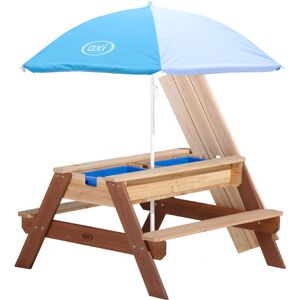 AXI Nick Table Sable et Eau / pique nique en Bois Marron Table d'eau avec Couvercle, boîtes de rangement & Parasol Table de Jeu Enfant à Eau pour le - Publicité