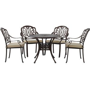 Beliani - Set de Jardin Table et 4 Chaises Aluminium Marron Cuivre Coussins Beiges Ancona - Publicité