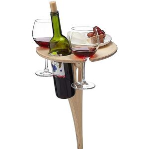 Tables De Jardin Table à Vin Extérieure Portable avec Bureau Rond en Bois Pliable Table De Pique-Nique Support De Verre à Vin Extérieur,,couleur - Publicité