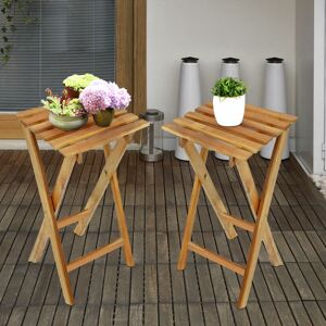 ETC-SHOP Tabouret pliant en bois balcon fleur tabouret extérieur jardin tabouret pliable ensemble, eucalyptus fsc huilé, LxlxH 29x27x62 cm, lot de 2 - Publicité