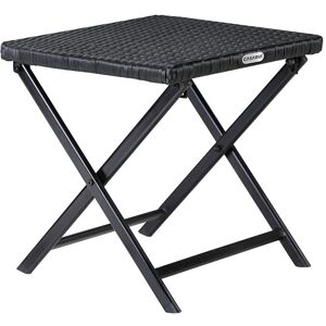 Tabouret pliant en polyrotin noir 44x40x44cm table pliable polyvalente repose-pieds balcon camping table d'appoint 1x Noir - Casaria - Publicité