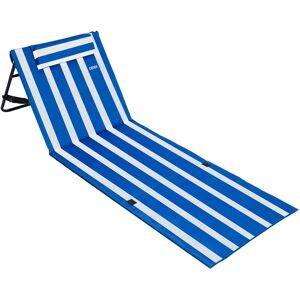 Detex - Tapis de Plage rembourré Pliable avec dossier Réglable Poche latérale Coussin Sangle de transport Matelas de plage transportable Bleu blanc - Publicité