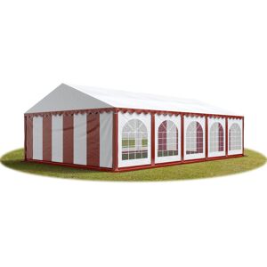 INTENT24 Tente Barnum de Réception 5x10 m PREMIUM Bâches amovibles PVC 750 N rouge-blanc + Cadre de Sol Jardin - rouge - Publicité