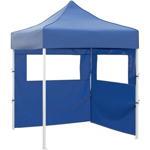 VIDAXL Tente de réception pliable avec 2 parois 2x2 m Acier Bleu - Publicité