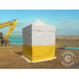 DANCOVER Tente pliante Chapiteau pliable Tonnelle pliante Barnum pliant FleXtents® pro 2x2m, pvc, Tente de chantier, ignifuge, 4 parois latérales incluses - Blanc / jaune - Publicité