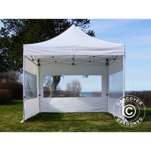 DANCOVER Tente Pliante Chapiteau pliable Tonnelle pliante Barnum pliant FleXtents pro 3x3m Blanc, avec 4 cotés - Blanc - Publicité