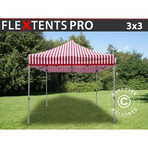 DANCOVER Tente pliante Chapiteau pliable Tonnelle pliante Barnum pliant FleXtents PRO 3x3m Rayé - Blanc / rouge - Publicité