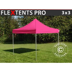 DANCOVER Tente pliante Chapiteau pliable Tonnelle pliante Barnum pliant FleXtents pro 3x3m Rose - Rose - Publicité