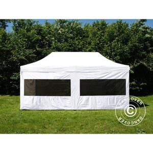 Dancover - Tente Pliante Chapiteau pliable Tonnelle pliante Barnum pliant FleXtents pro 3x6m Blanc, Ignifugé, avec 6 cotés - Blanc - Publicité