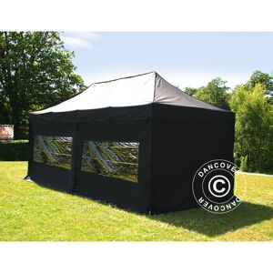 Dancover - Tente Pliante Chapiteau pliable Tonnelle pliante Barnum pliant FleXtents pro 3x6m Noir, avec 6 cotés - Noir - Publicité