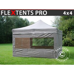 DANCOVER Tente pliante Chapiteau pliable Tonnelle pliante Barnum pliant FleXtents pro 4x4m Latte, avec 4 cotés - Latte - Publicité