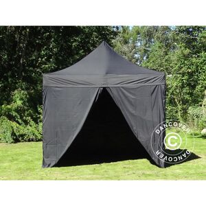 DANCOVER Tente pliante Chapiteau pliable Tonnelle pliante Barnum pliant FleXtents PRO Steel 3x3m Noir, avec 4 cotés - Noir - Publicité