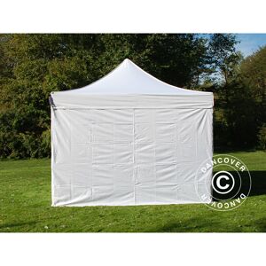 DANCOVER Tente pliante Chapiteau pliable Tonnelle pliante Barnum pliant FleXtents pro Steel 4x4m Blanc, avec 4 cotés - Blanc - Publicité