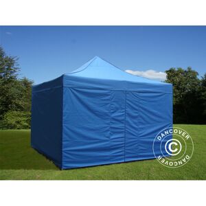 DANCOVER Tente pliante Chapiteau pliable Tonnelle pliante Barnum pliant FleXtents pro Steel 4x4m Bleu, avec 4 cotés - Bleu - Publicité