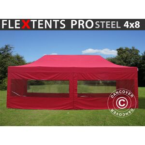 Dancover - Tente pliante Chapiteau pliable Tonnelle pliante Barnum pliant FleXtents pro Steel 4x8m Rouge, avec 6 cotés - Rouge - Publicité