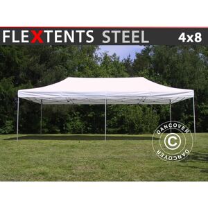 Dancover - Tente pliante Chapiteau pliable Tonnelle pliante Barnum pliant FleXtents Steel 4x8m Blanc - Blanc - Publicité