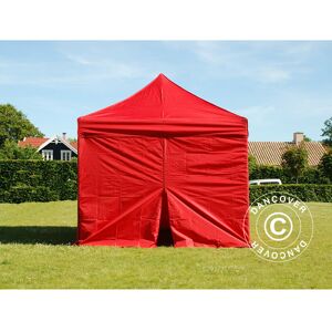 DANCOVER Tente pliante Chapiteau pliable Tonnelle pliante Barnum pliant FleXtents Xtreme 50 3x3m Rouge, avec 4 cotés - Rouge - Publicité