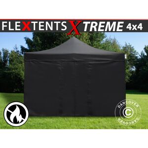 DANCOVER Tente Pliante Chapiteau pliable Tonnelle pliante Barnum pliant FleXtents Xtreme 50 4x4m Noir, Ignifugé, avec 4 cotés - Noir - Publicité