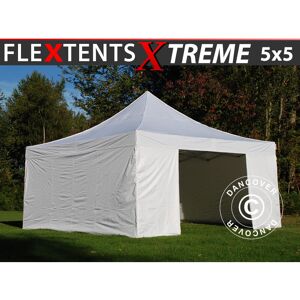 DANCOVER Tente pliante Chapiteau pliable Tonnelle pliante Barnum pliant FleXtents Xtreme 50 5x5m Blanc, avec 4 cotés - Blanc - Publicité