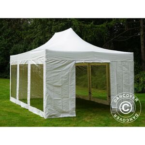 DANCOVER Tente Pliante Chapiteau pliable Tonnelle pliante Barnum pliant FleXtents Xtreme 50 Heavy Duty 4x6m Blanc, avec 8 cotés - Blanc - Publicité