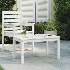 Table de jardin blanc 82,5x50,5x45 cm bois massif de pin The Living Store Blanc - Publicité