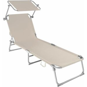 HELLOSHOP26 Transat bain de soleil meuble jardin acier beige - Publicité