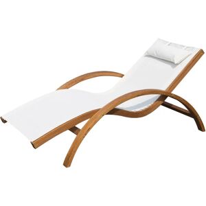 Outsunny - Transat chaise longue design style tropical bois massif naturel coloris beige blanc - Publicité