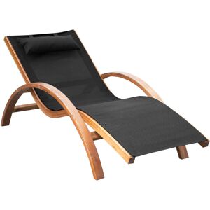 Outsunny - Transat chaise longue design style tropical bois massif naturel coloris beige noir - Noir - Publicité