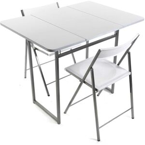 Andrea Set de table et deux chaises pour cuisine, terrasse, jardin, balcon ou salle à manger, table et chaises, , Dimensions (h x l x l) 80 x 70 x 100 cm, Métal et pvc, Couleur: Blanc - Blanc - Versa