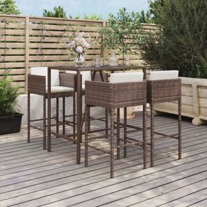 Vidaxl - Ensemble de bar de jardin avec coussins 5 pcs marron poly rotin - Publicité