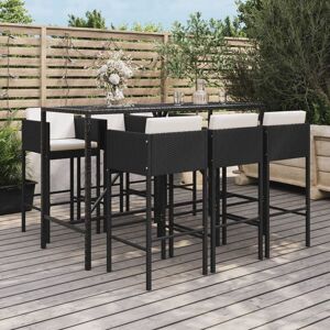 Vidaxl - Ensemble de bar de jardin 7 pcs avec coussins noir poly rotin - Publicité