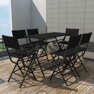 Vidaxl - Mobilier à dîner pliable jardin 7 pcs Acier Résine tressée Noir - Publicité