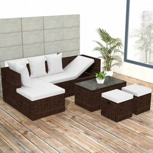 Vidaxl - Salon de jardin 4 pcs avec coussins Résine tressée Marron - Publicité