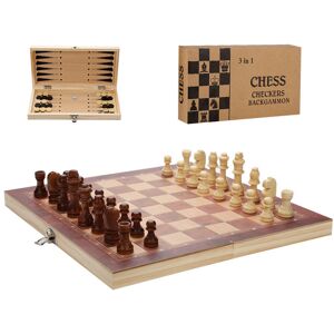 VINGO Jeu d'échecs fait à la main jeu d'échecs pliable table d'échecs en bois 3 in1 29x29CM - Publicité