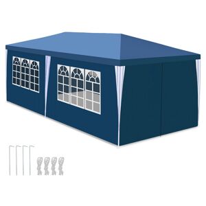 VINGO Tente Pavillon Mariages Tente de Jardin – Tente de jardin festive en construction robuste en acier, parfaite pour les mariages 3x6m Bleu - Bleu - Publicité