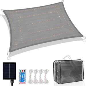 Vingo - Voile d'ombrage Rectangulaire 150LEDs solaires 3x2M Hydrofuge Auvent Extérieur Soleil imperméable Anti-UV pour Jardin Terrasse + Adaptateur - Publicité